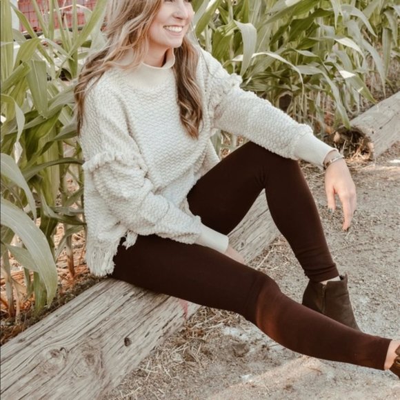 Yelete Pants - High Waist Fleece Lined Legging Coffee OS